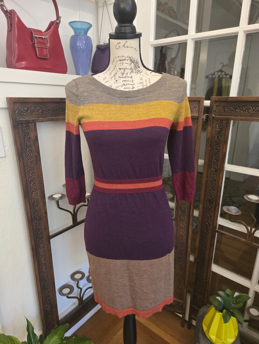 LOFT Striped Sweater Dress, Sz SP